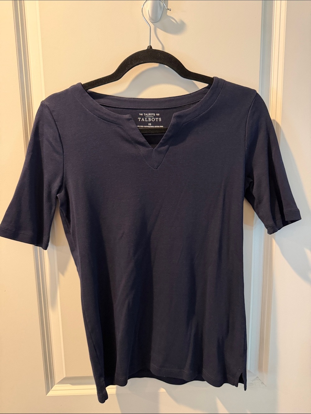 Talbots Navy Short Sleeve V-Notch Tee